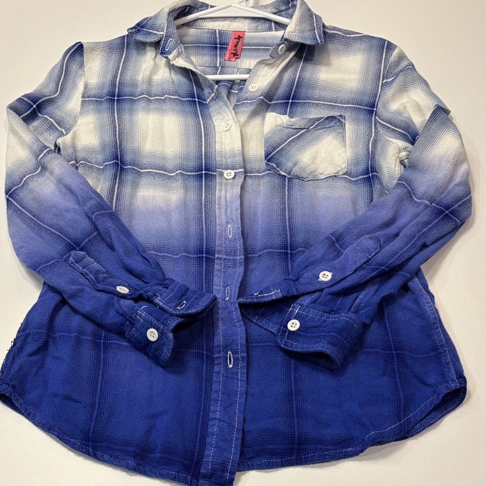So Nikki Blue and White Ombre Kids Button Down Shirt